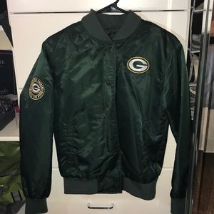Green Bay Packers bomber jacket.